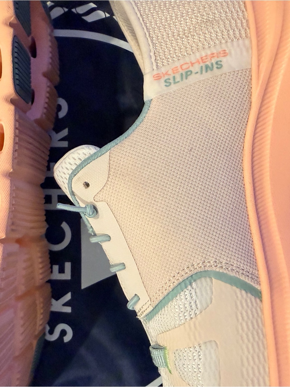 Skechers Women's Pale peach w light blue Athletic Sneakers - Picture 7 of 7